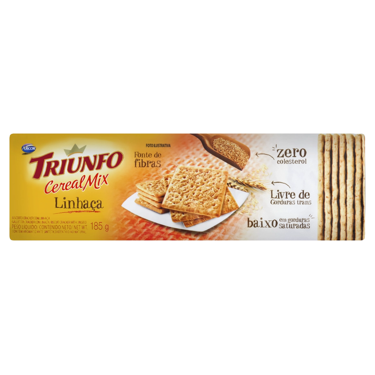 Biscoito Cracker Linhaça Arcor Triunfo Cereal Mix Pacote 185g