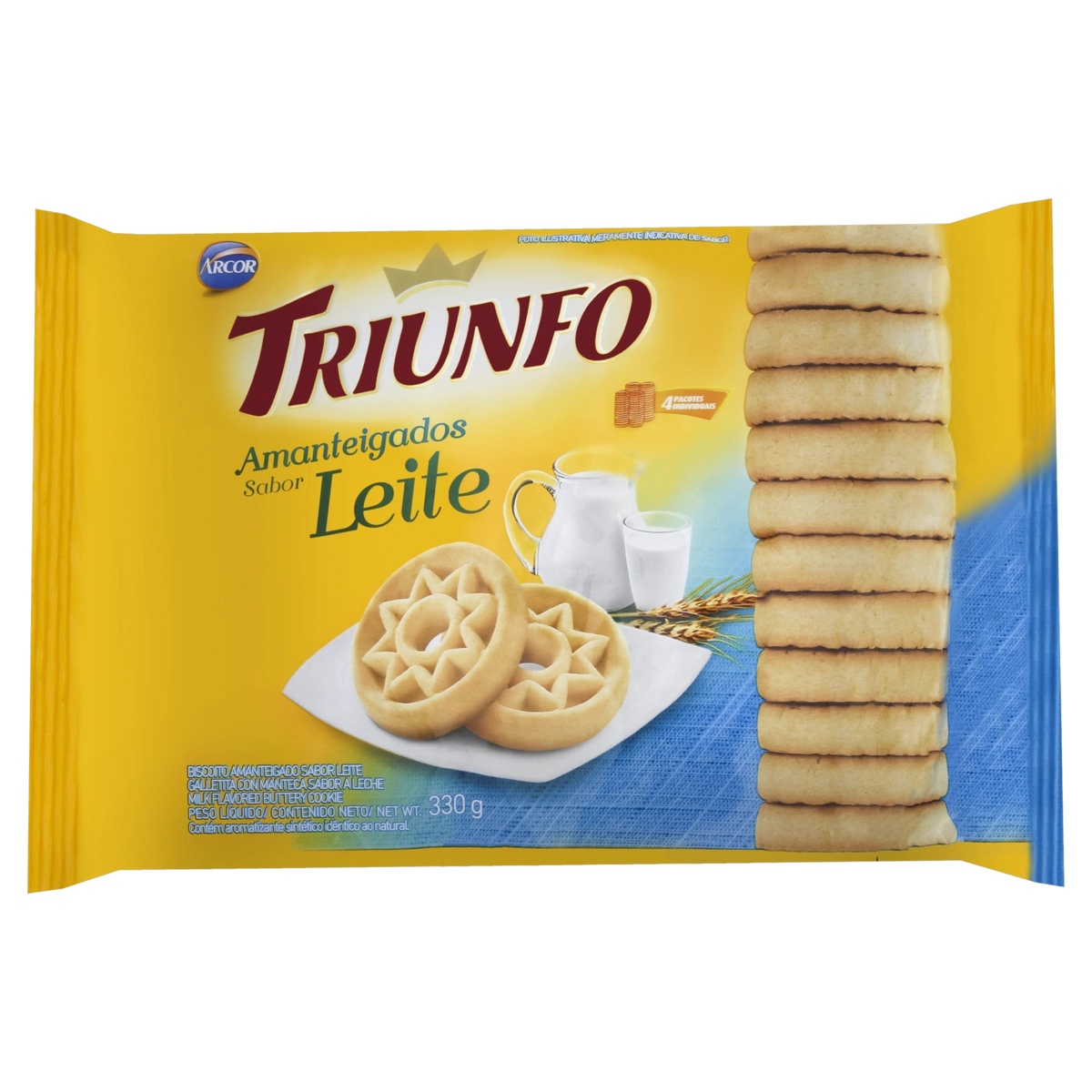 Biscoito Amanteigado Leite Arcor Triunfo Pacote 330g