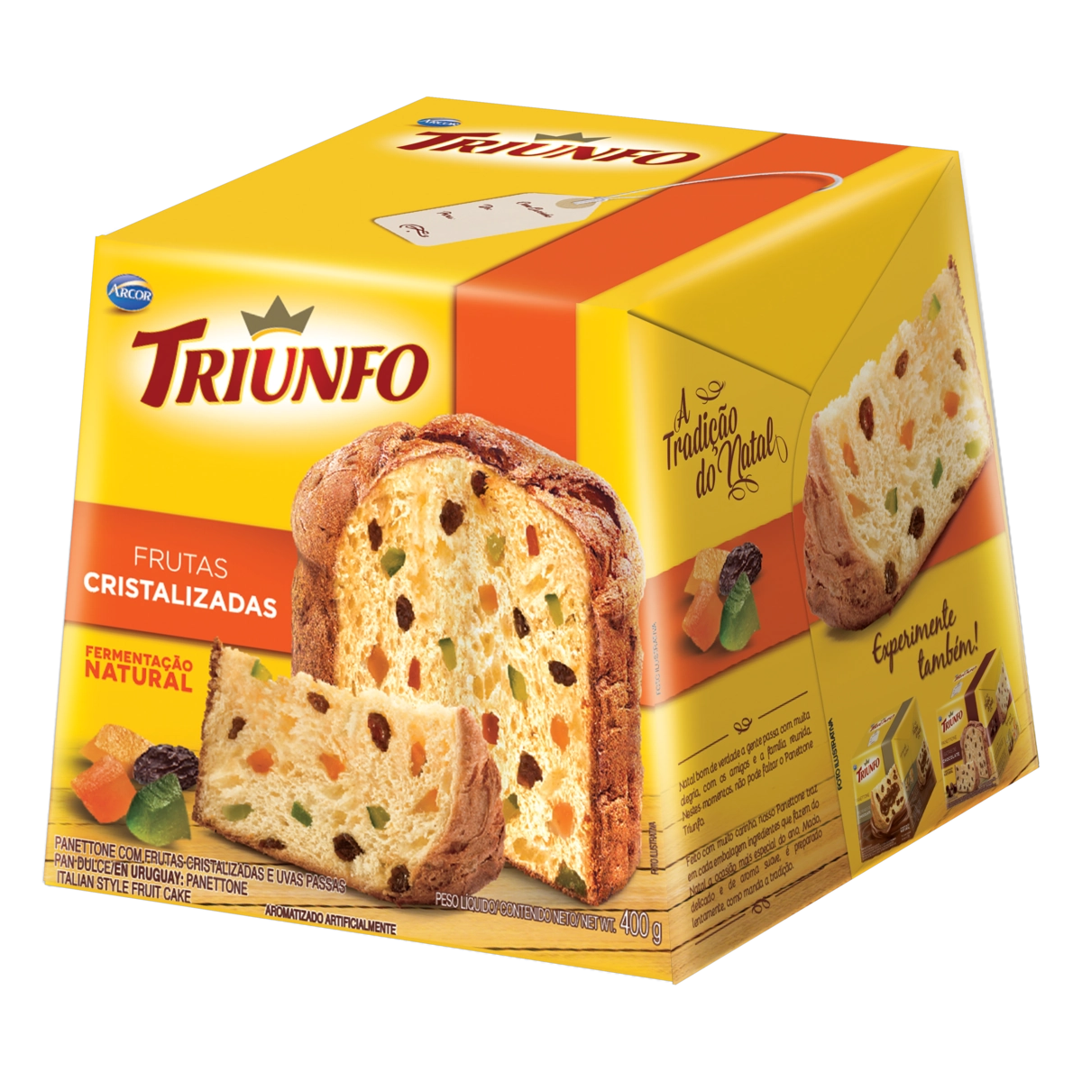 Panettone Com Frutas Cristalizadas E Uvas Passas Triunfo Caixa 400g