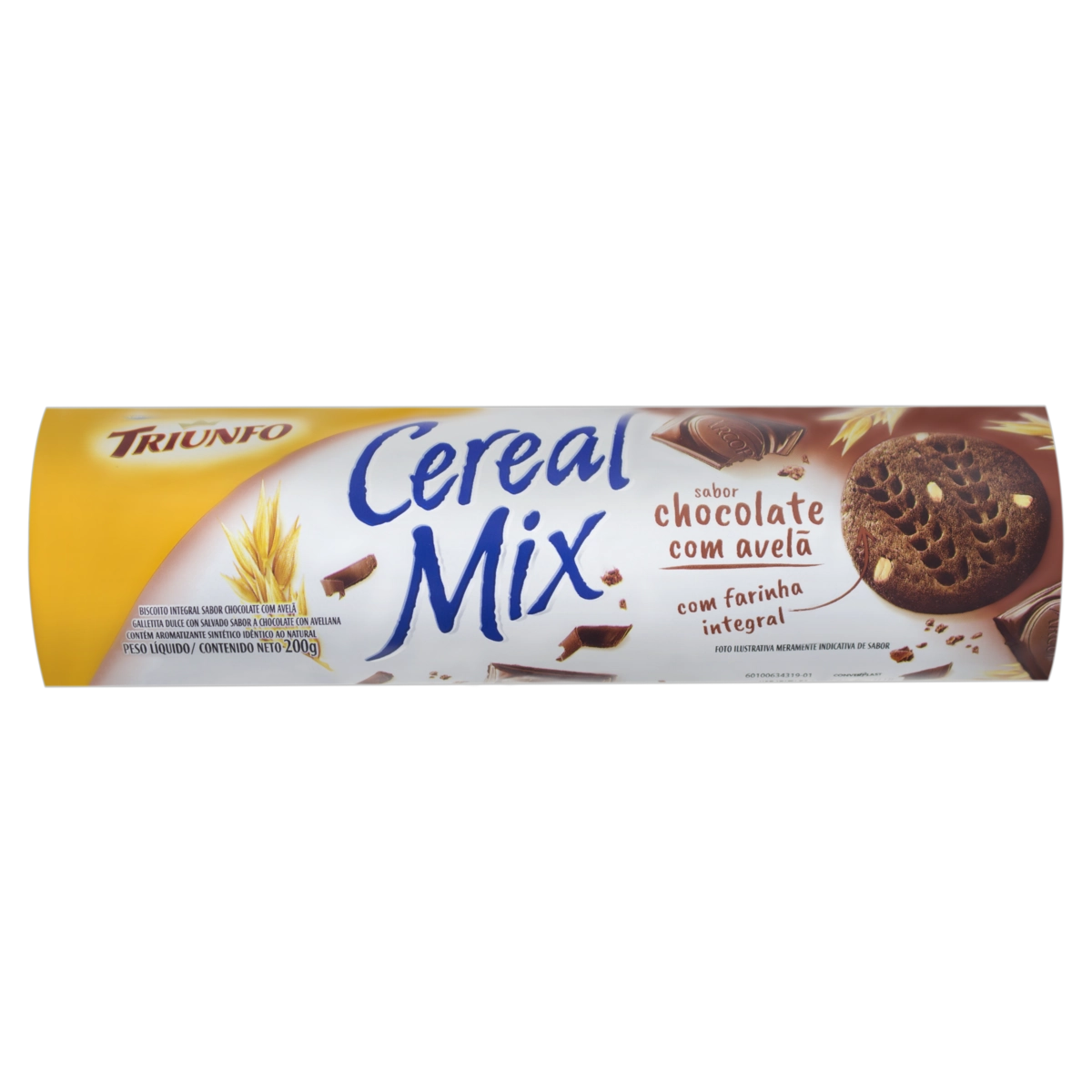Biscoito Integral Chocolate Com Avelã Arcor Triunfo Cereal Mix Pacote 200g
