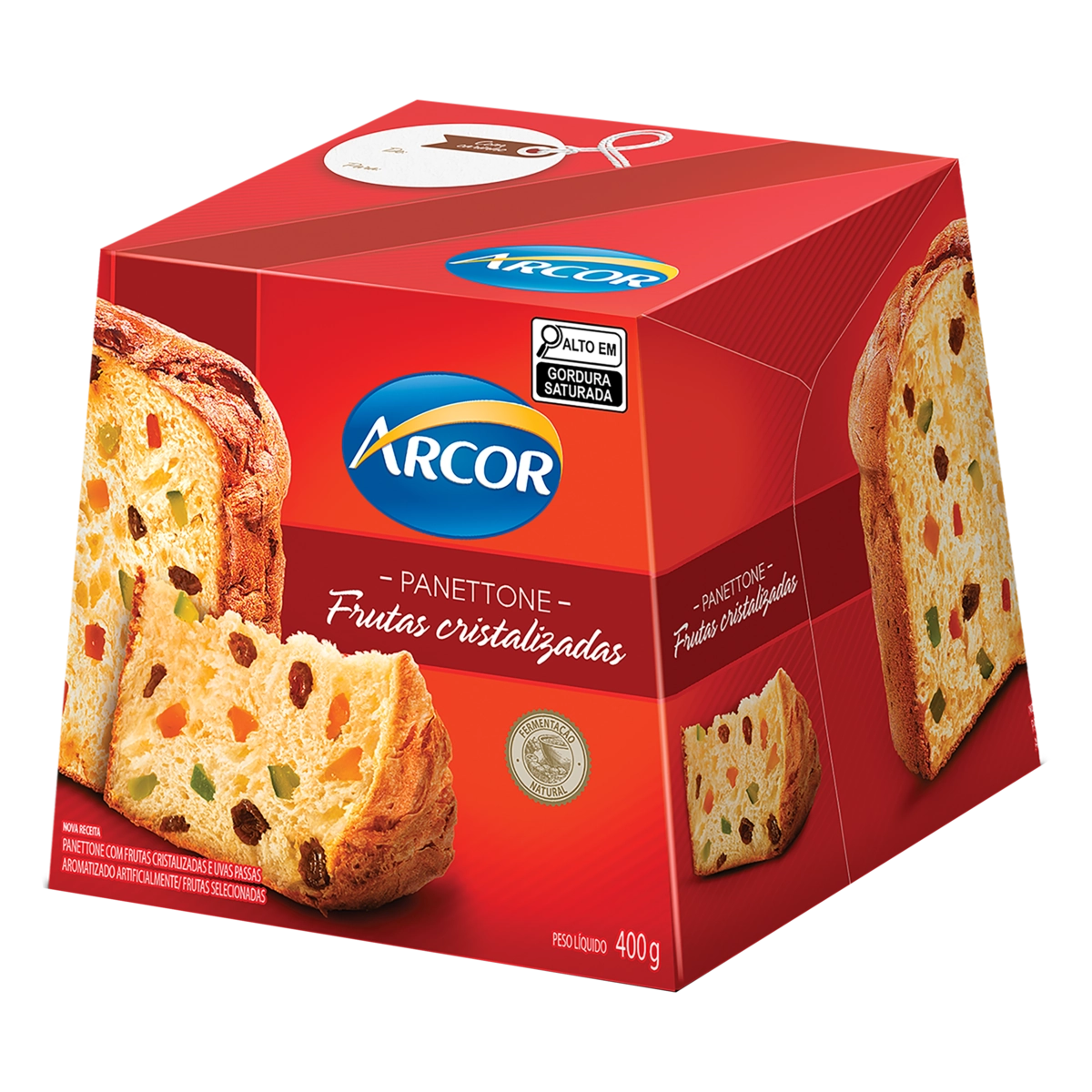 Panettone Com Frutas Cristalizadas E Uvas Passas Arcor Caixa 400g