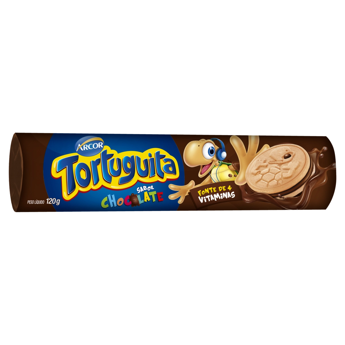 Biscoito Baunilha Recheio Chocolate Tortuguita Pacote 120g