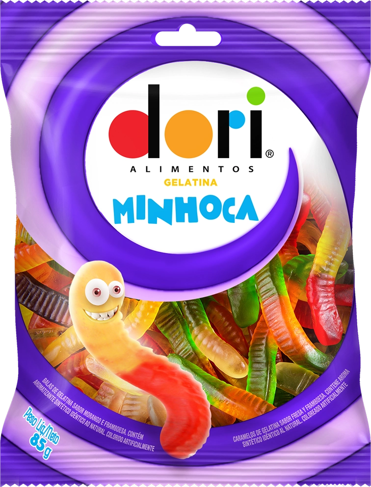 Bala De Gelatina Sortidos De Frutas Minhoca Dori Pacote 85g