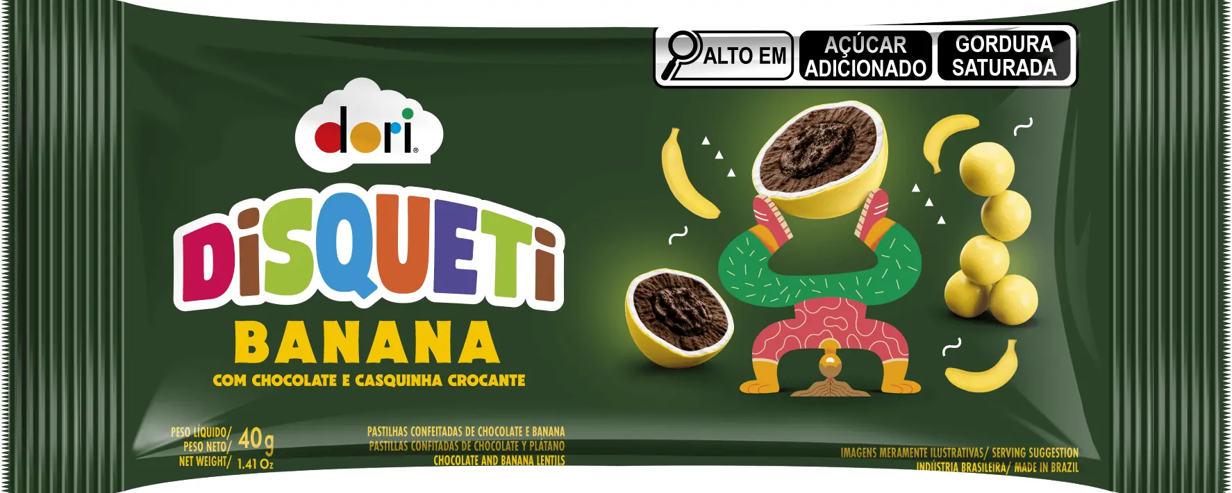 Pastilha De Chocolate Banana Dori Disqueti Pacote 40g