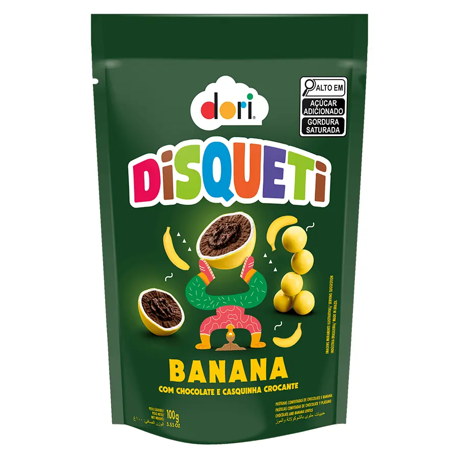 Pastilha De Chocolate Banana Dori Disqueti Sachê 100g