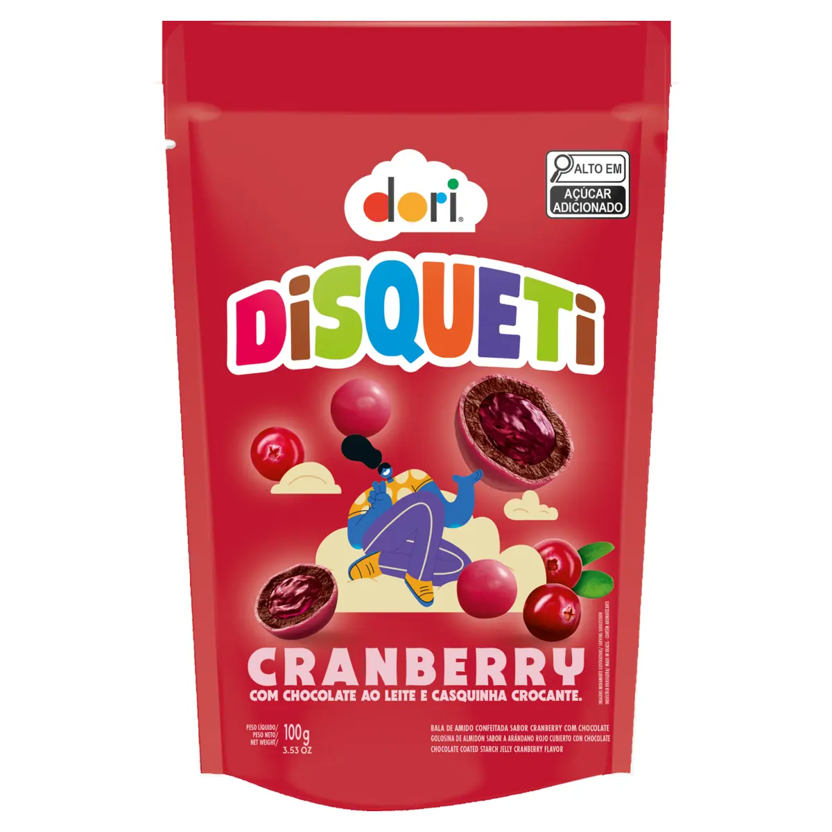 Bala Cranberry Com Chocolate Ao Leite Dori Disqueti Sachê 100g