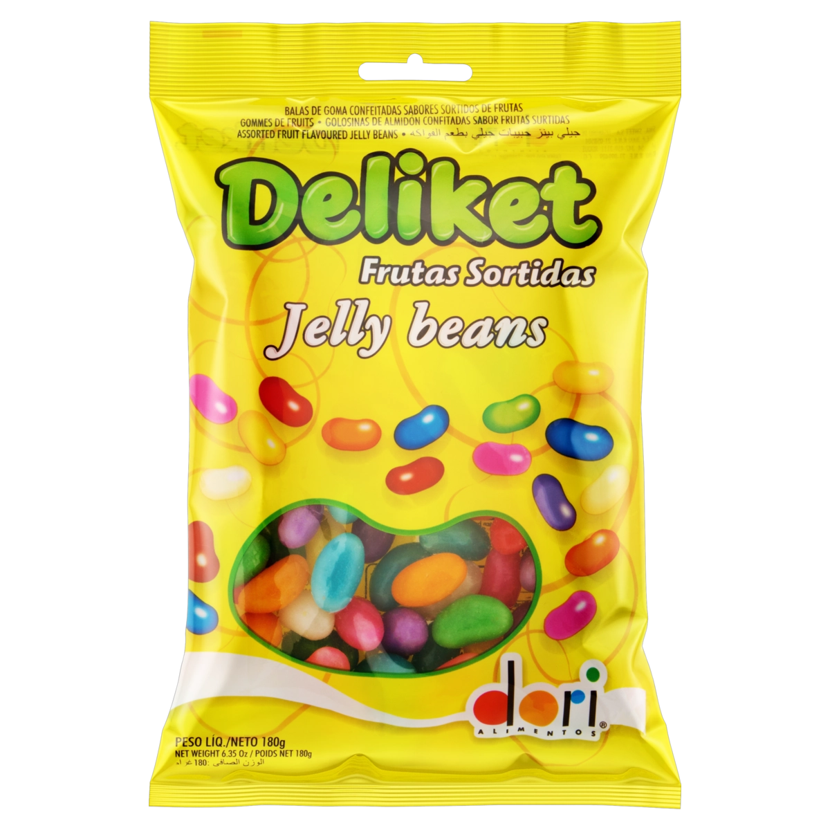 Bala De Goma Frutas Sortidas Jelly Beans Dori Deliket Pacote 180g