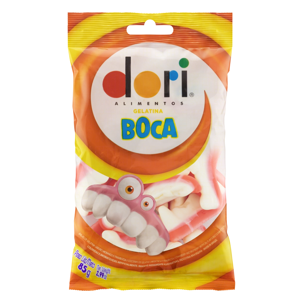 Bala De Gelatina Morango E Framboesa Boca Dori Pacote 85g
