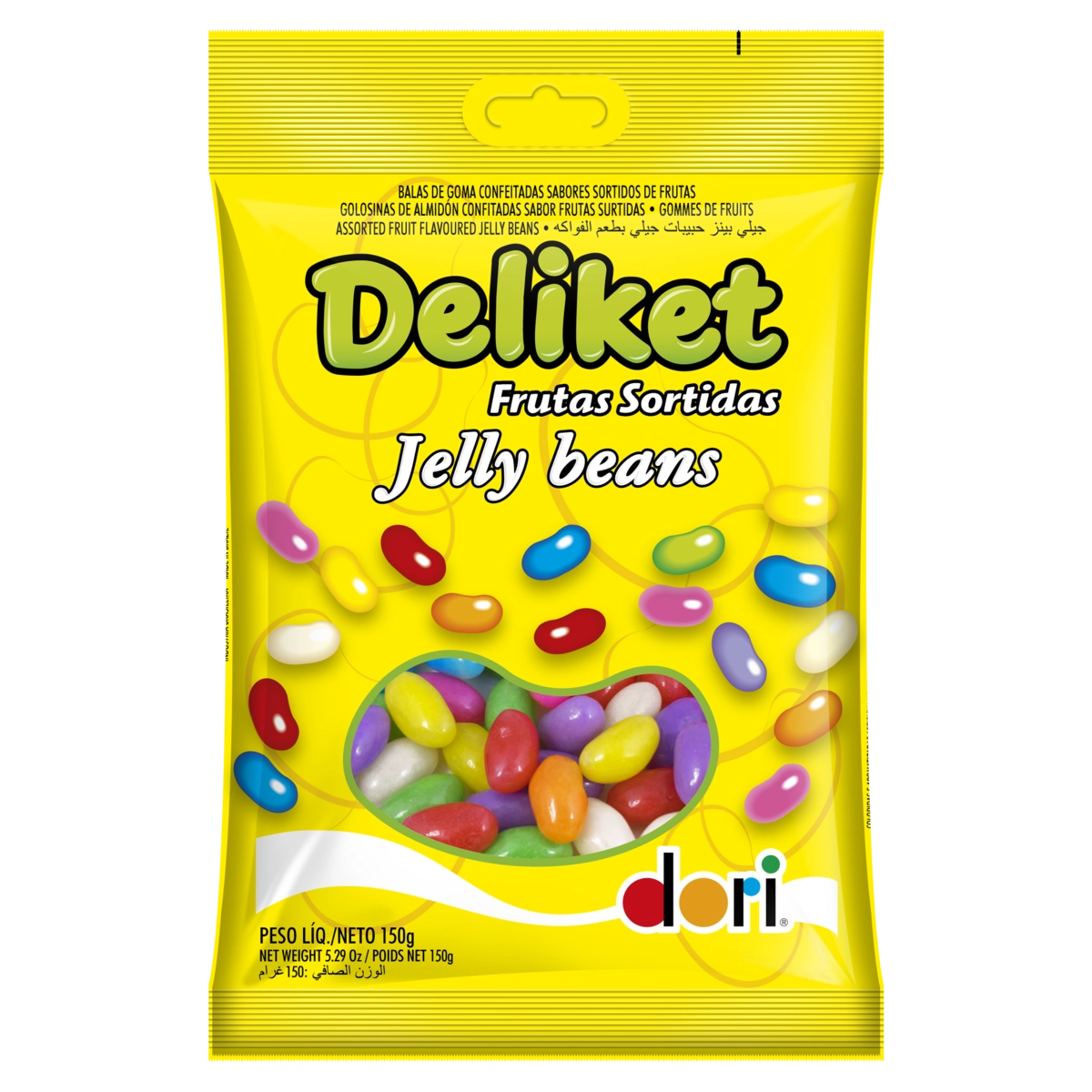 Bala De Goma Frutas Sortidas Jelly Beans Dori Deliket Pacote 150g
