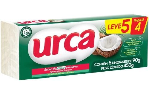 Sabão De Coco Em Barra Urca 90g Leve 5 E Pagua 4un