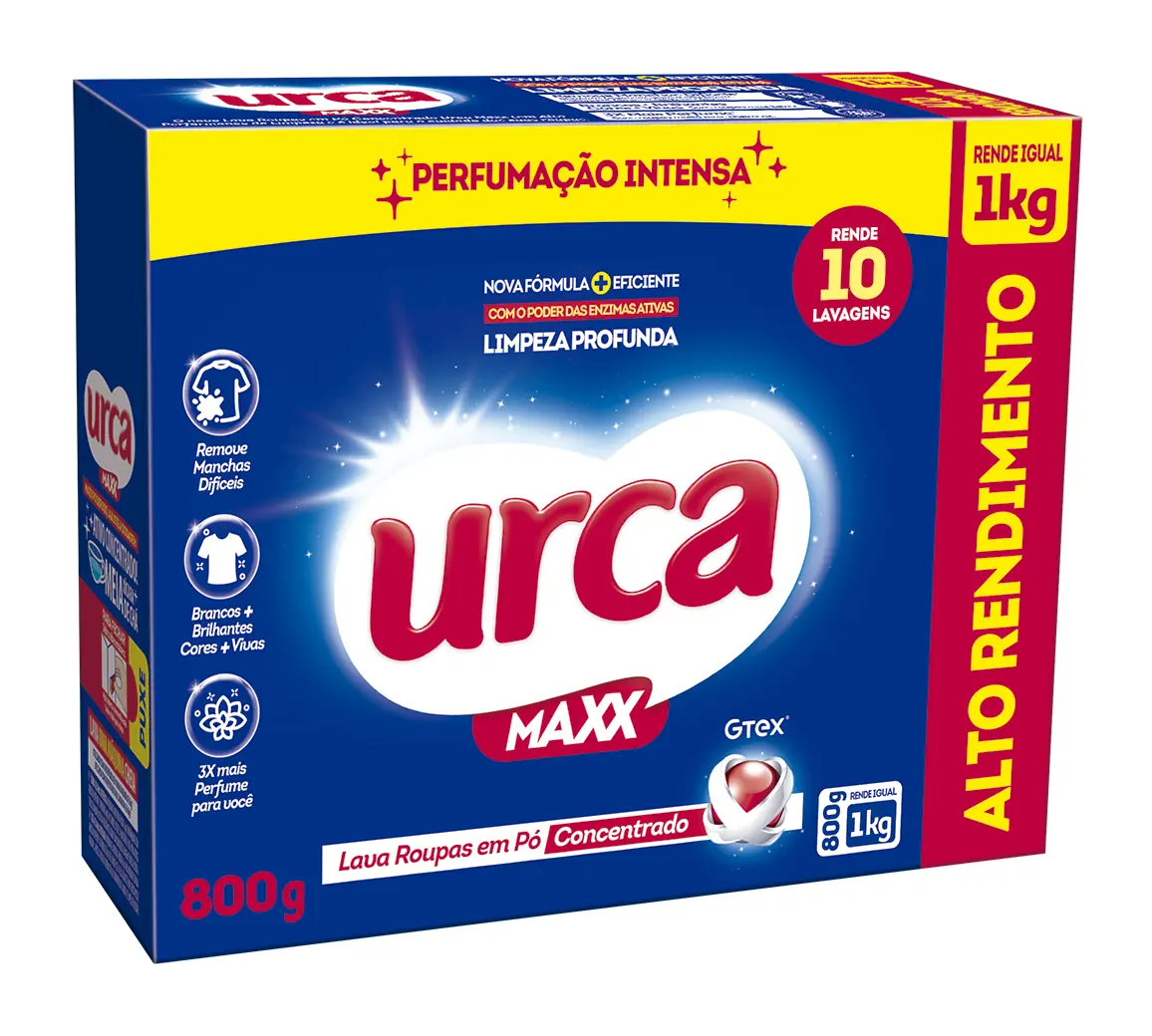 Lava Roupas Po Urca Maxx Concentrado 800g