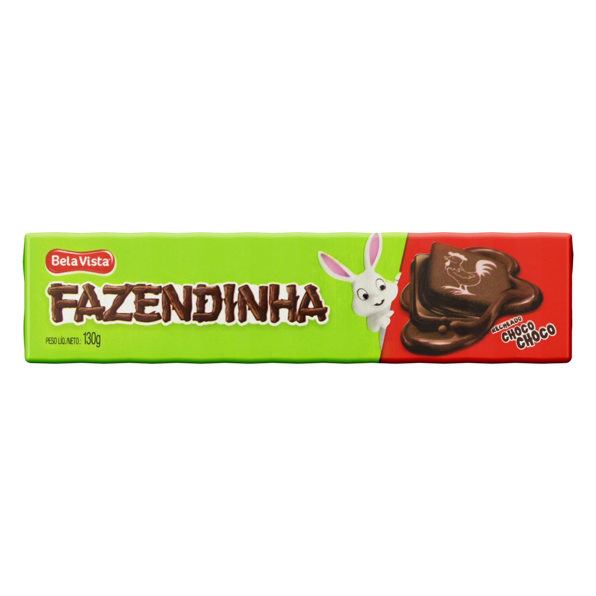 Biscoito Chocolate Recheio Chocolate Bela Vista Fazendinha Pacote 130g