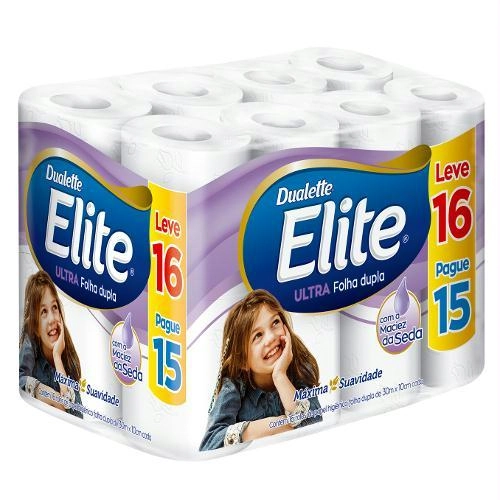 Papel Higiênico Folha Dupla Elite Dualette Ultra 30m Pacote Leve 16 Pague 15 Unidades