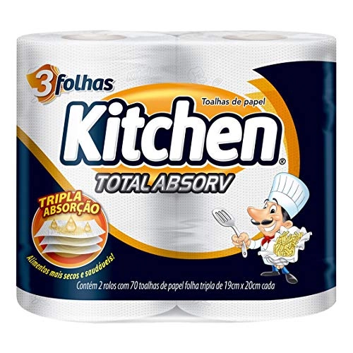 Toalha De Papel Folha Tripla Kitchen Total Absorv 19cm X 20cm Pacote 2 Unidades