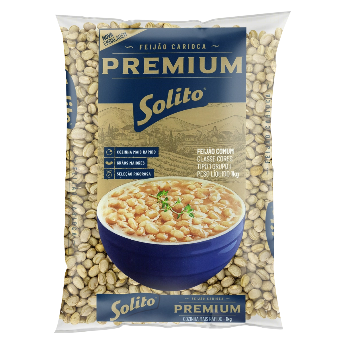 Feijão Carioca Tipo 1 Solito Premium Pacote 1kg