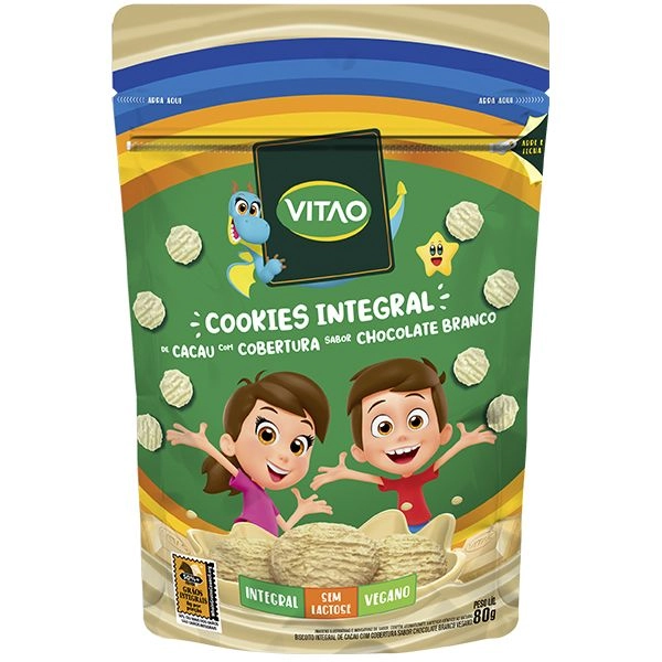 Cookies Vitao 80g Int.cacau C/cob.choc.branco