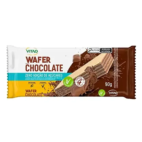 Biscoito Wafer Vegano Integral Recheio Chocolate Vitao Pacote 90g