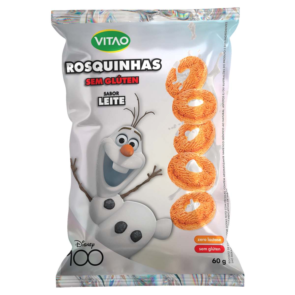 Biscoito Rosquinha Vegano Leite Sem Glúten Frozen Vitao Pacote 60g