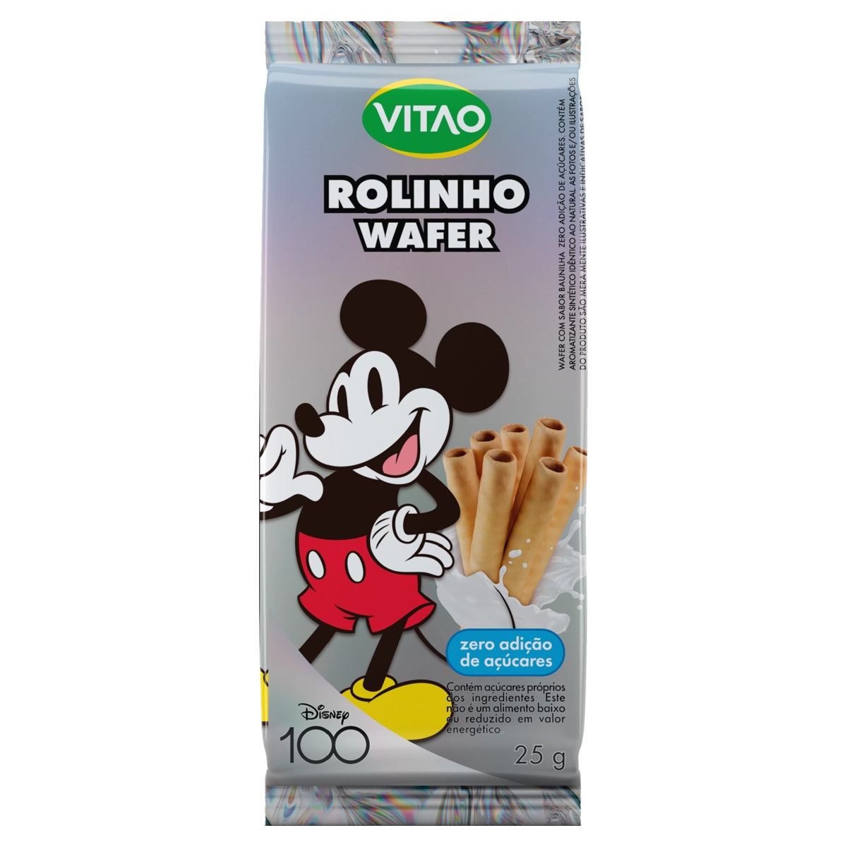 Rolinhos De Wafer Baunilha Mickey Mouse Vitao Pacote 25g