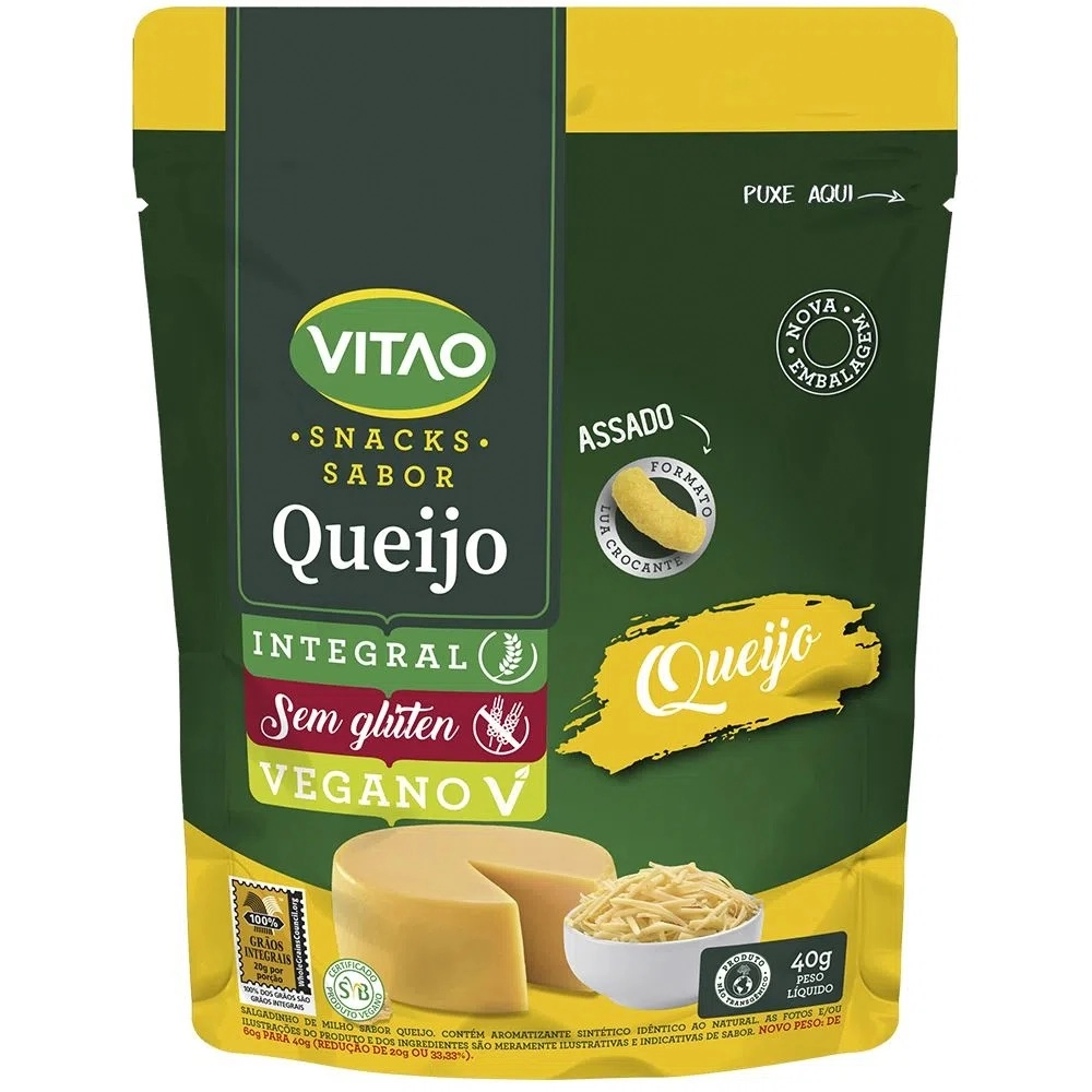 Snack Integral Queijo Sem Glúten Vitao Pacote 60g