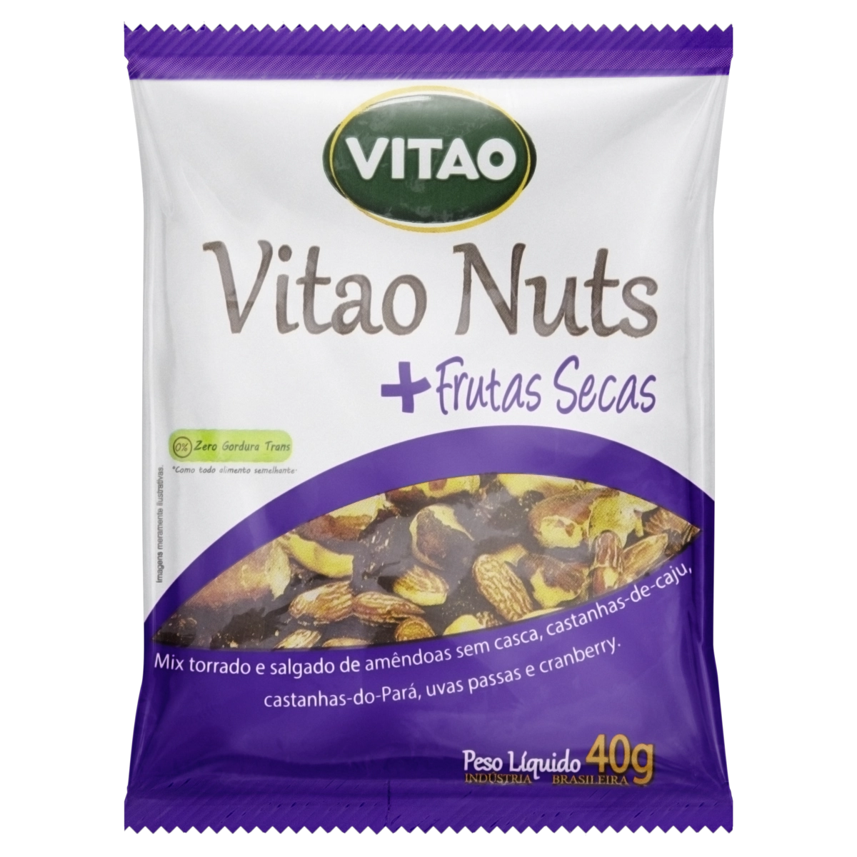 Mix De Castanha Torrado Salgado Frutas Secas Vitao Pacote 40g