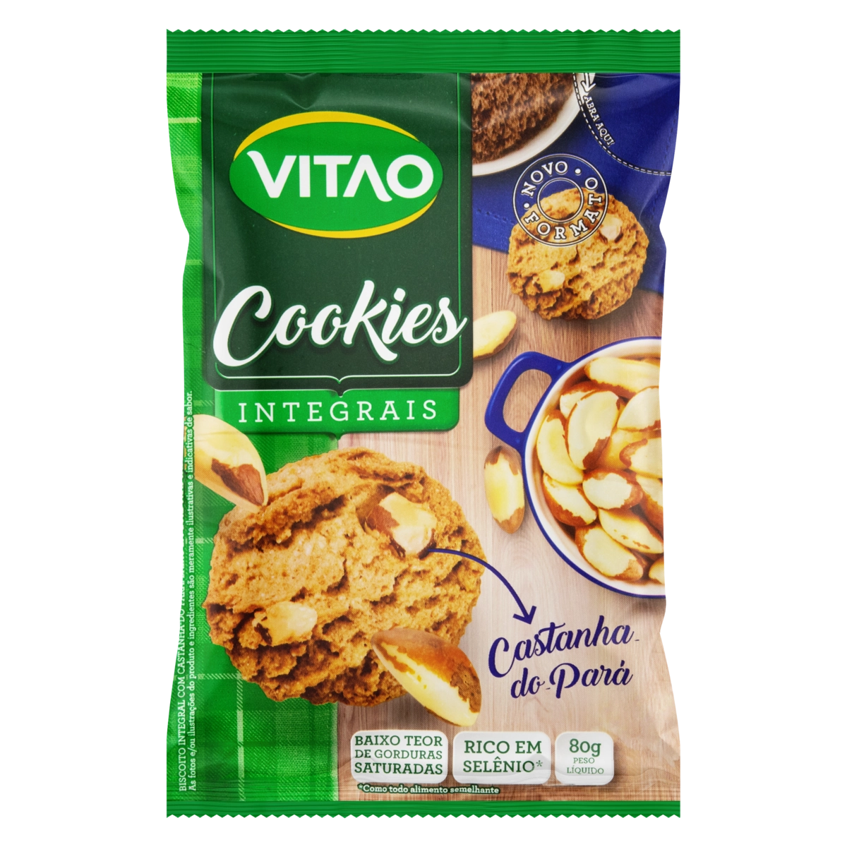 Biscoito Cookie Integral Castanha Do Pará Vitao Pacote 80g