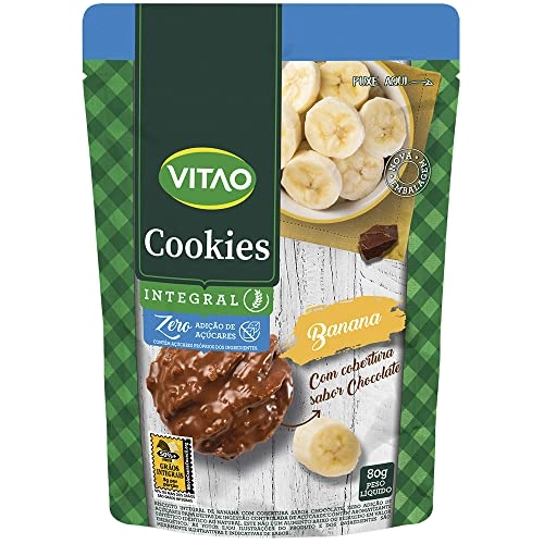 Biscoito Cookie Integral Banana Cobertura Chocolate Vitao Pacote 80g