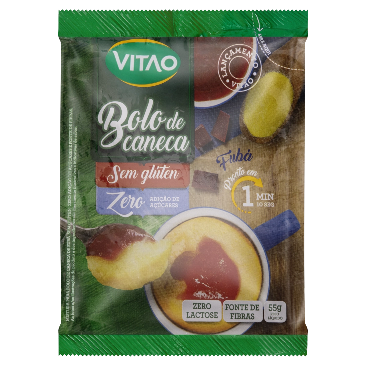 Mistura Para Bolo De Caneca Fubá Sem Glúten Zero Lactose Vitao Pacote 55g