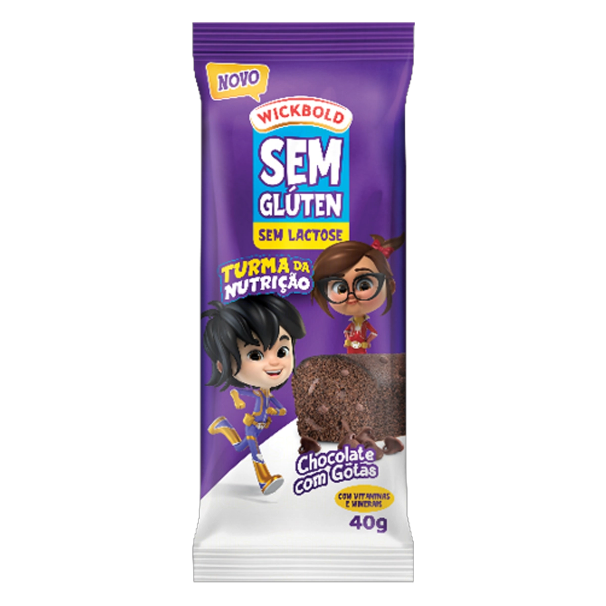 Minibolo Chocolate Com Gotas Sem Glúten Zero Lactose Turma Da Nutrição Wickbold Pacote 40g