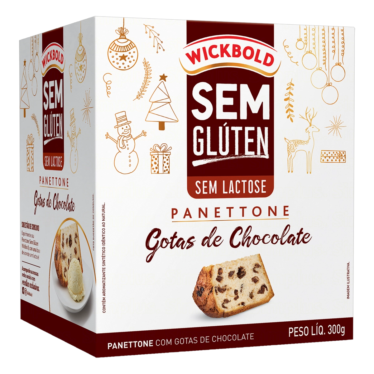 Panettone Com Gotas De Chocolate Sem Glúten Zero Lactose Wickbold Caixa 300g