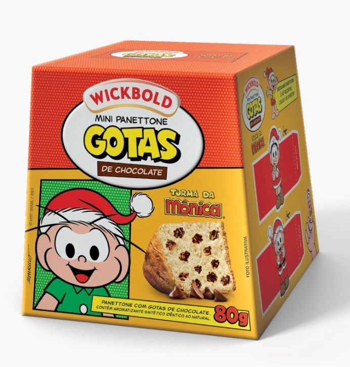 Mini Panettone Com Gotas De Chocolate Turma Da Mônica Wickbold Caixa 80g