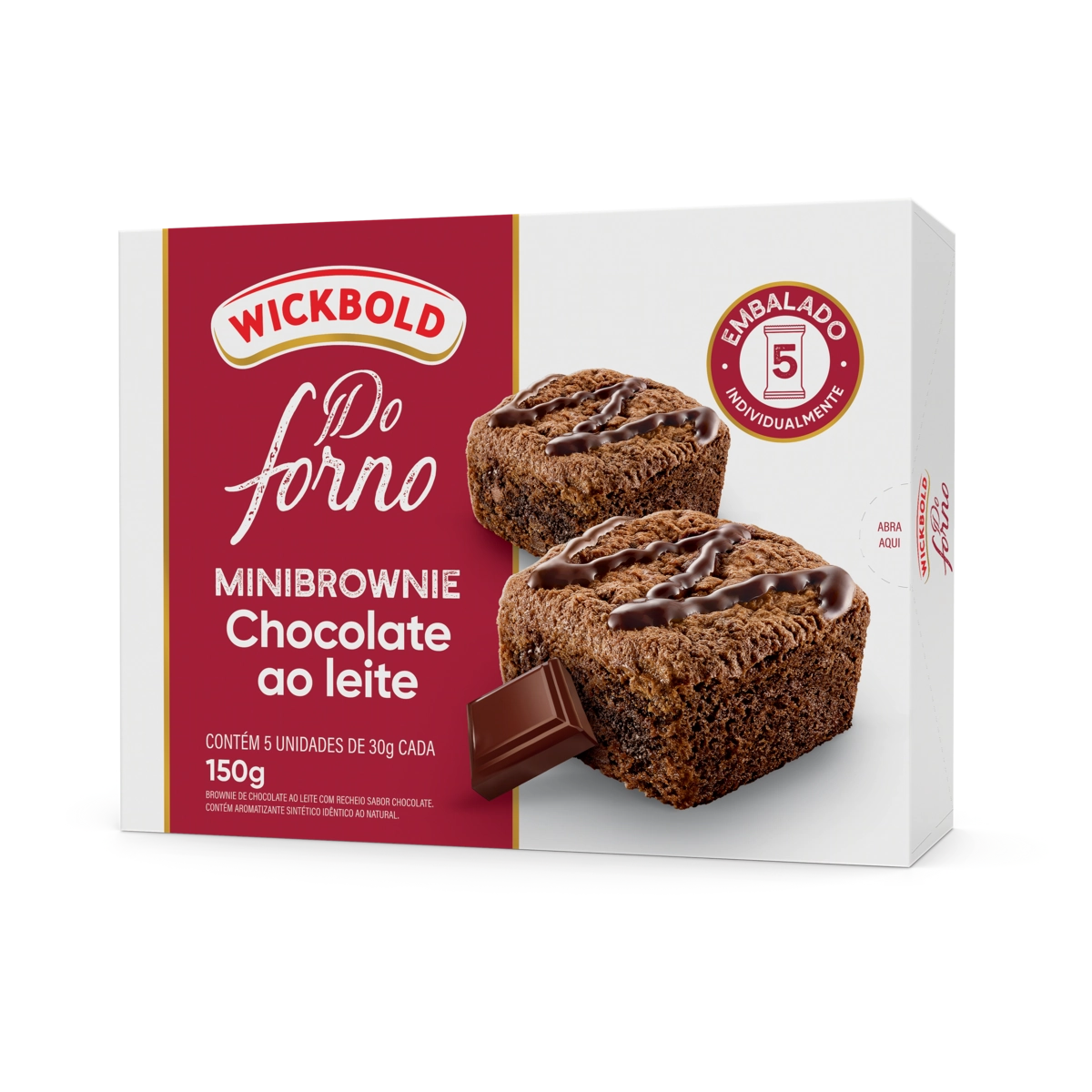 Pack Minibrownie Chocolate Ao Leite Recheio Chocolate Wickbold Do Forno Caixa 150g 5 Unidades