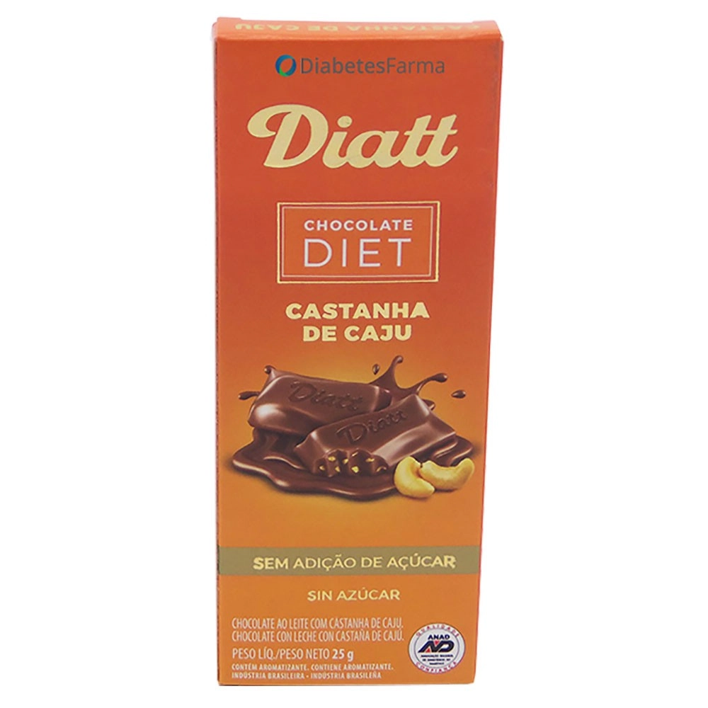 Chocolate Ao Leite Castanha De Caju Diet Diatt Caixa 25g