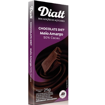 Chocolate Meio Amargo 50 Cacau Diet Diatt Caixa 25g