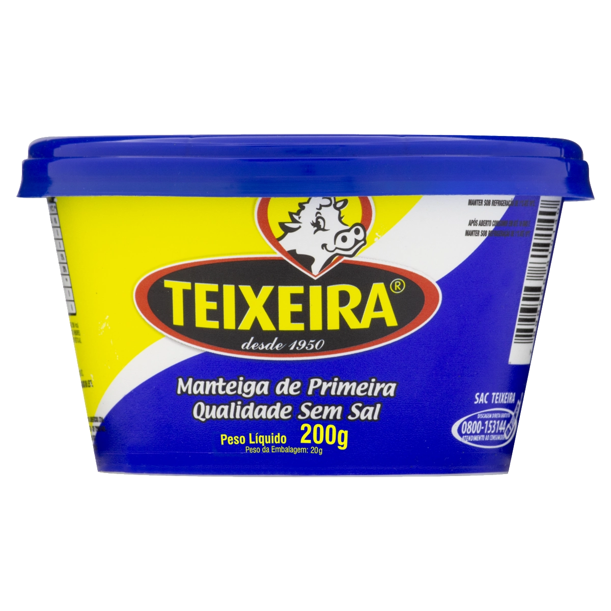 Manteiga De Primeira Qualidade Sem Sal Teixeira Pote 200g