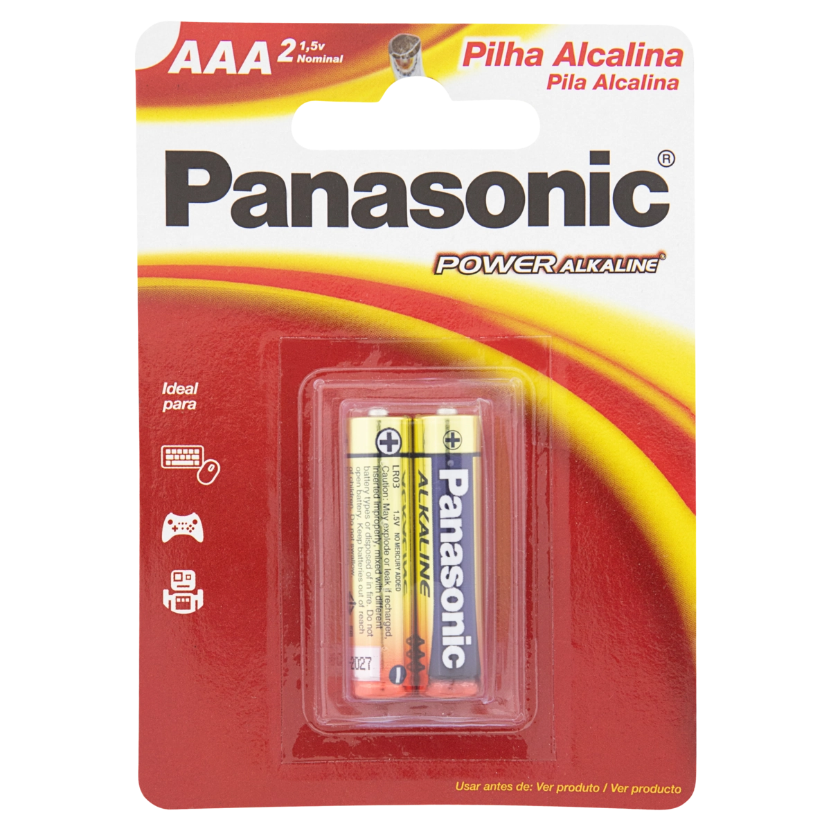 Pilha Alcalina Aaa Panasonic Power Alkaline Palito 2 Unidades 1,5v