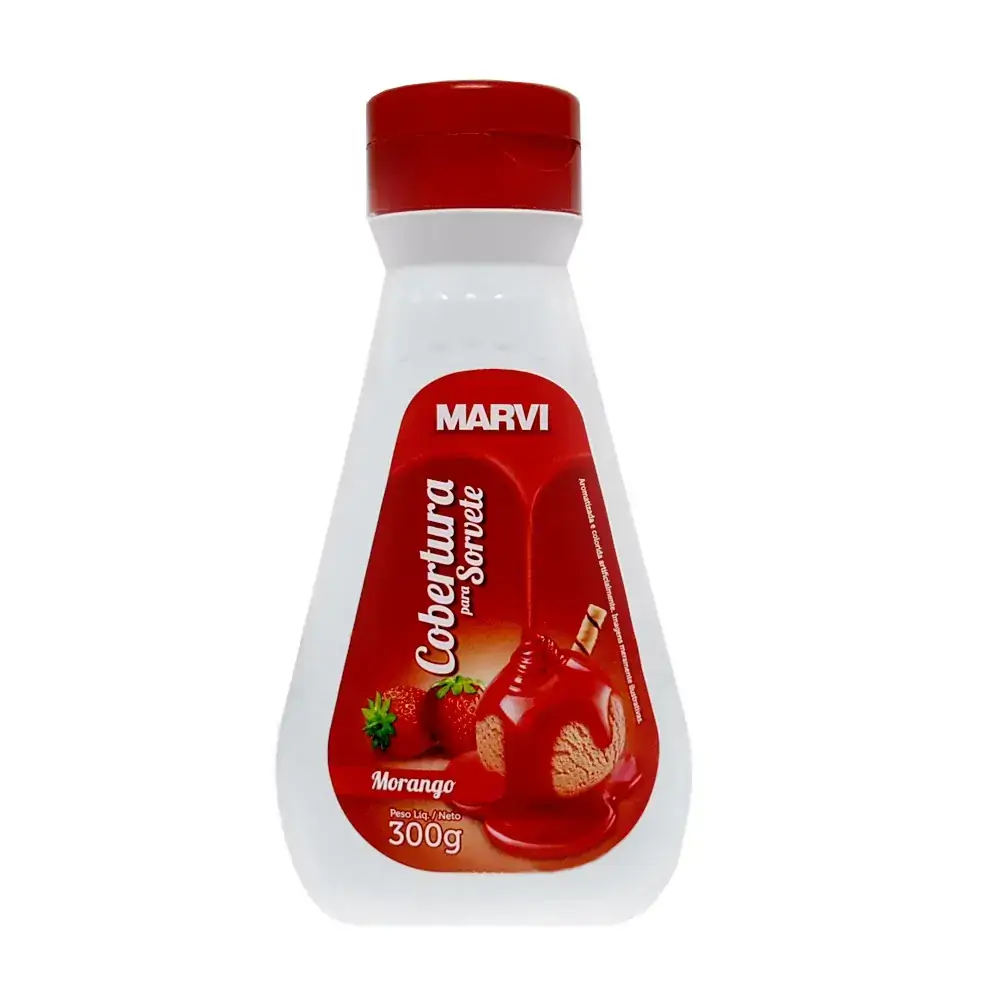 Cobertura Para Sorvete Morango Marvi Squeeze 300g