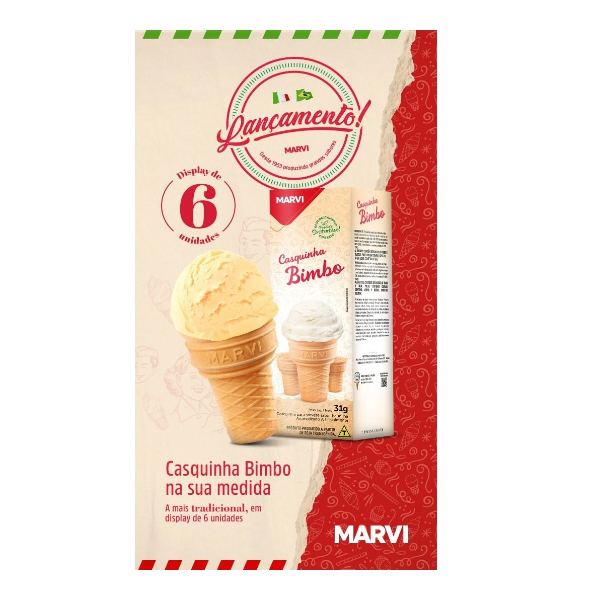 Casquinha Para Sorvete Marvi Bimbo 31g