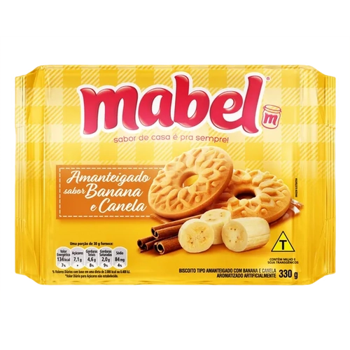 Biscoito Amanteigado Banana E Canela Mabel Pacote 330g
