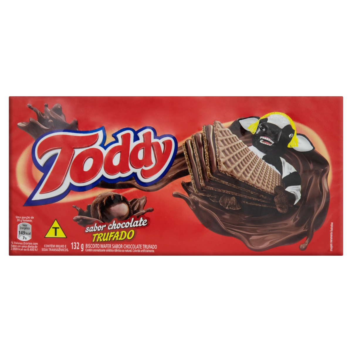 Biscoito Wafer Recheio Chocolate Trufado Toddy Pacote 132g