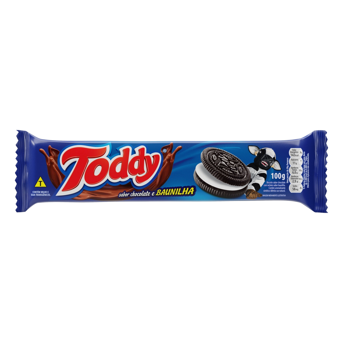 Biscoito Chocolate Recheio Baunilha Toddy Pacote 100g