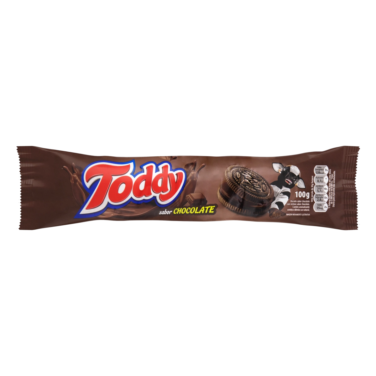 Biscoito Chocolate Recheio Chocolate Toddy Pacote 100g