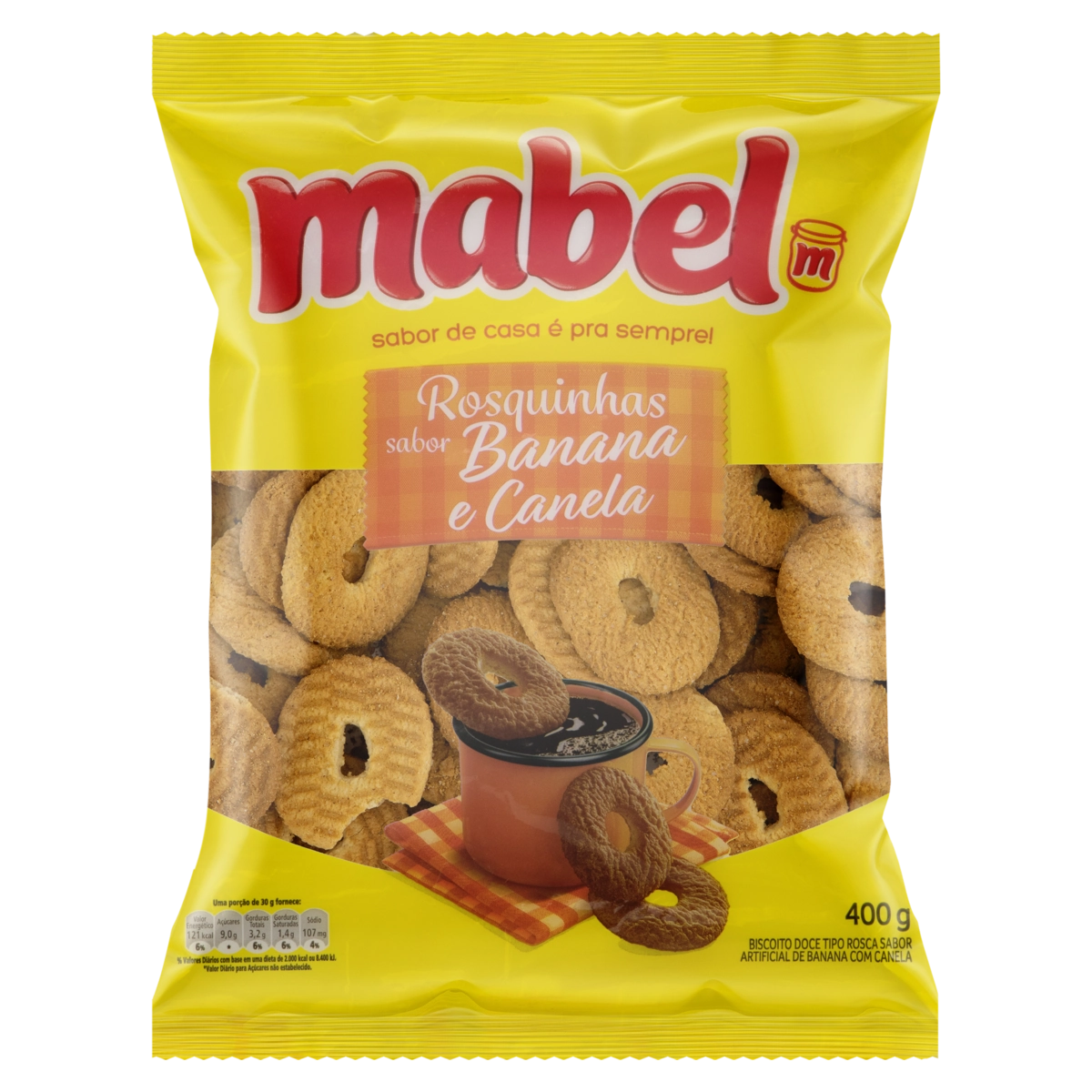 Biscoito Rosquinha Banana E Canela Mabel Pacote 350g