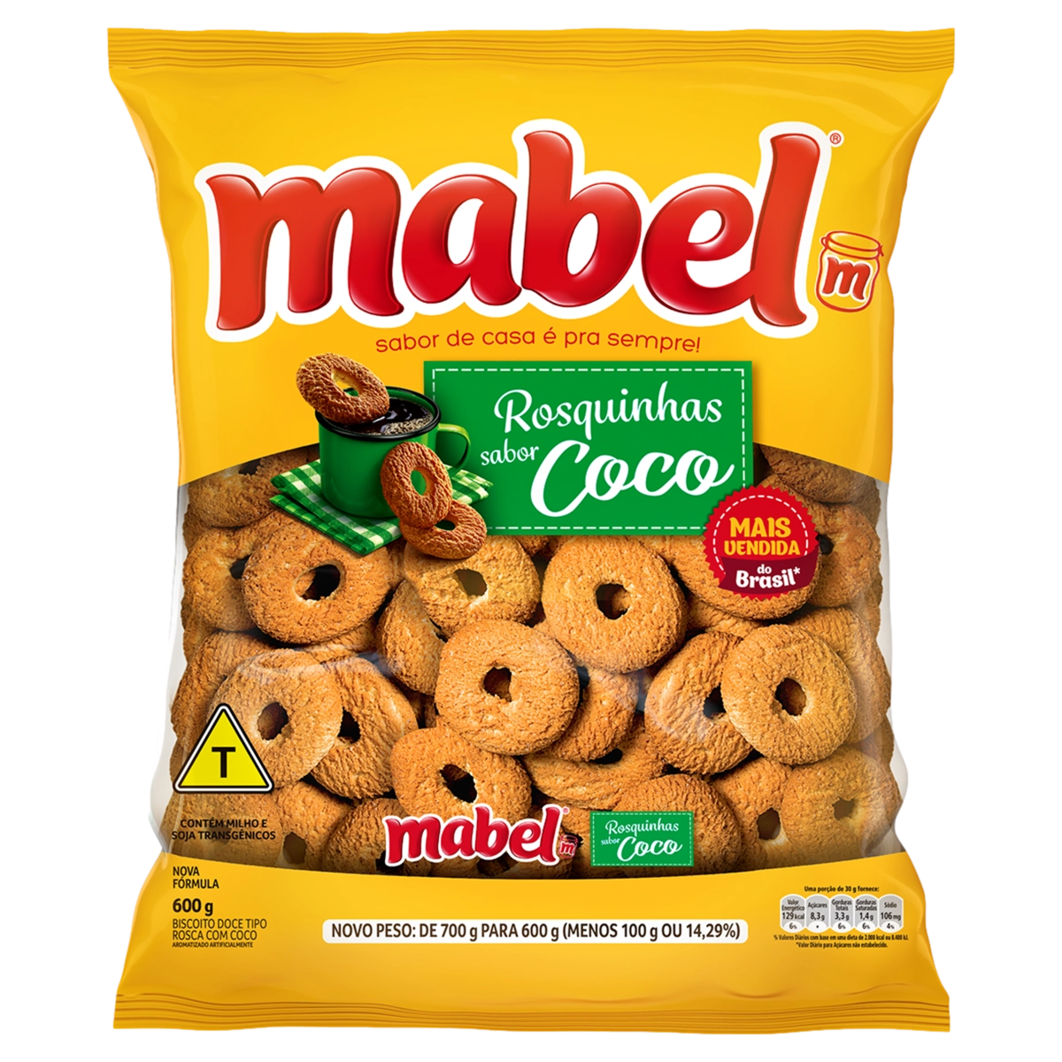 Biscoito Rosquinha Coco Mabel Pacote 600g