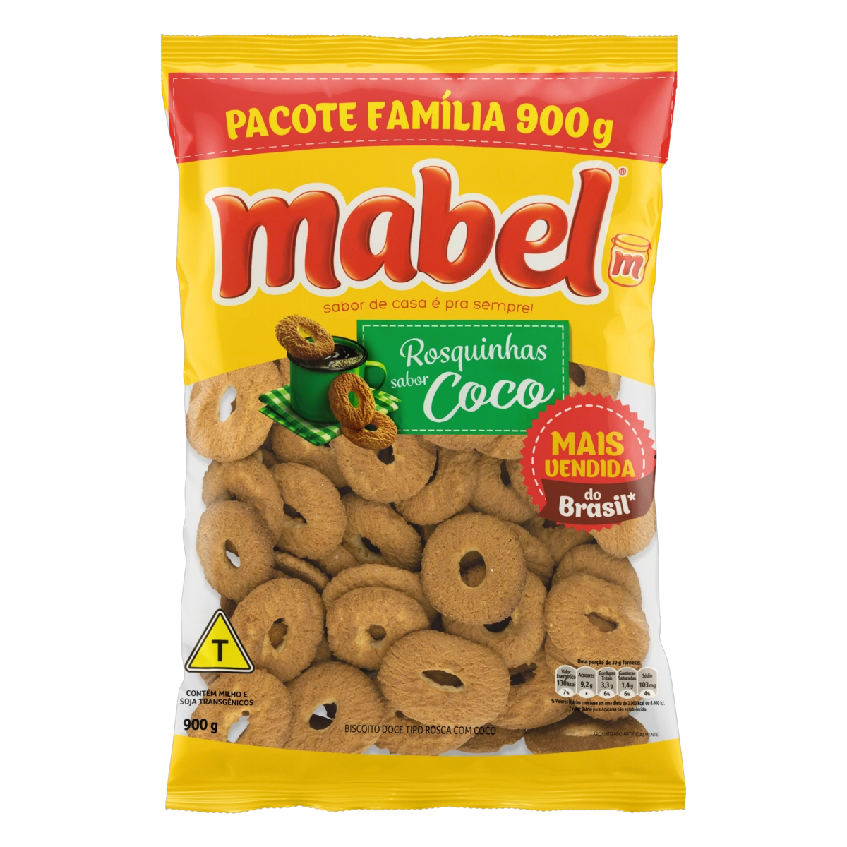 Biscoito Rosquinha Coco Mabel Pacote 900g Tamanho Família