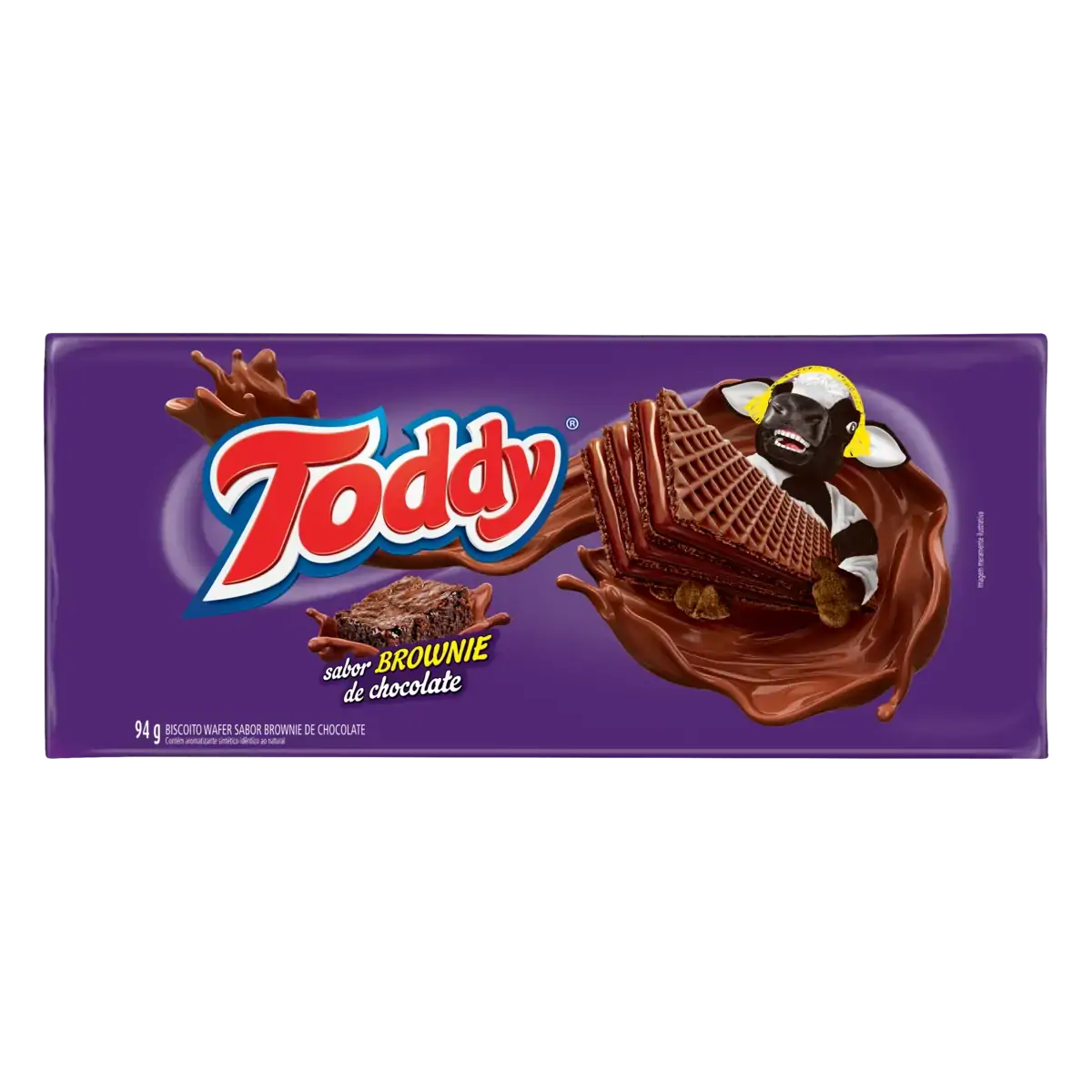 Biscoito Wafer Brownie De Chocolate Toddy Pacote 94g