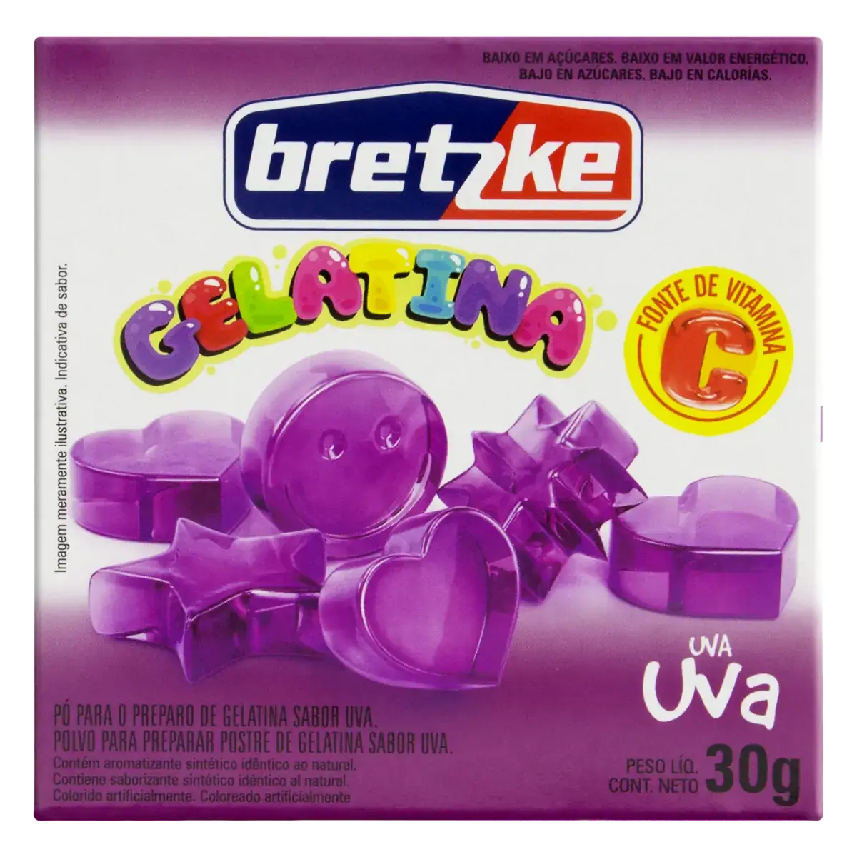 Gelatina Pó Uva Bretzke Caixa 30g