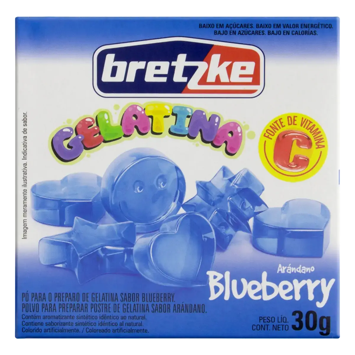 Gelatina Pó Blueberry Bretzke Caixa 30g