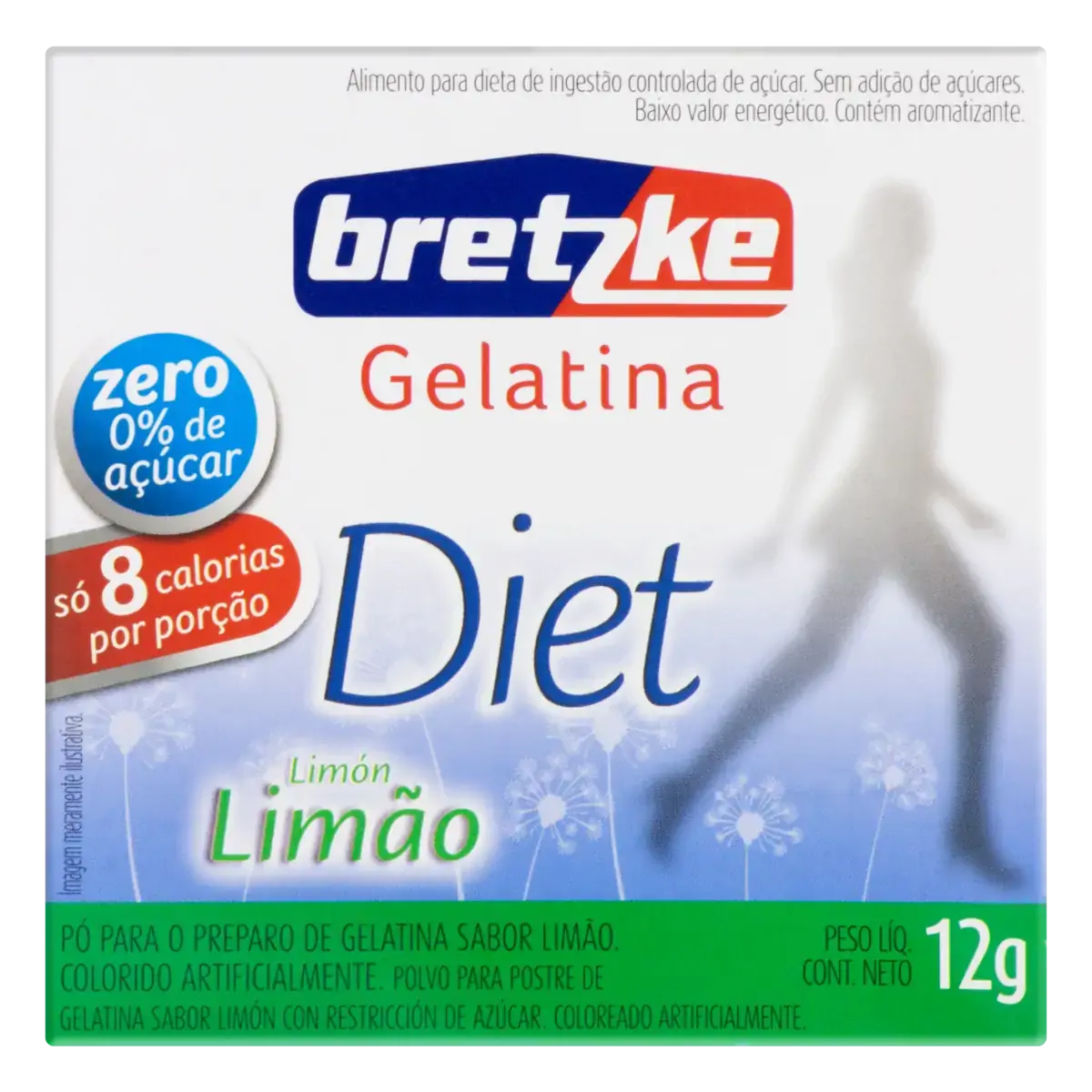Gelatina Pó Limão Diet Zero Açúcar Bretzke Caixa 12g