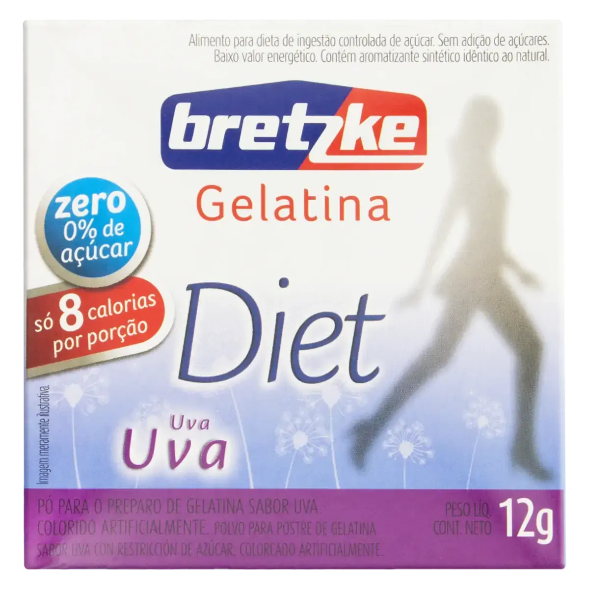 Gelatina Pó Uva Diet Zero Açúcar Bretzke Caixa 12g